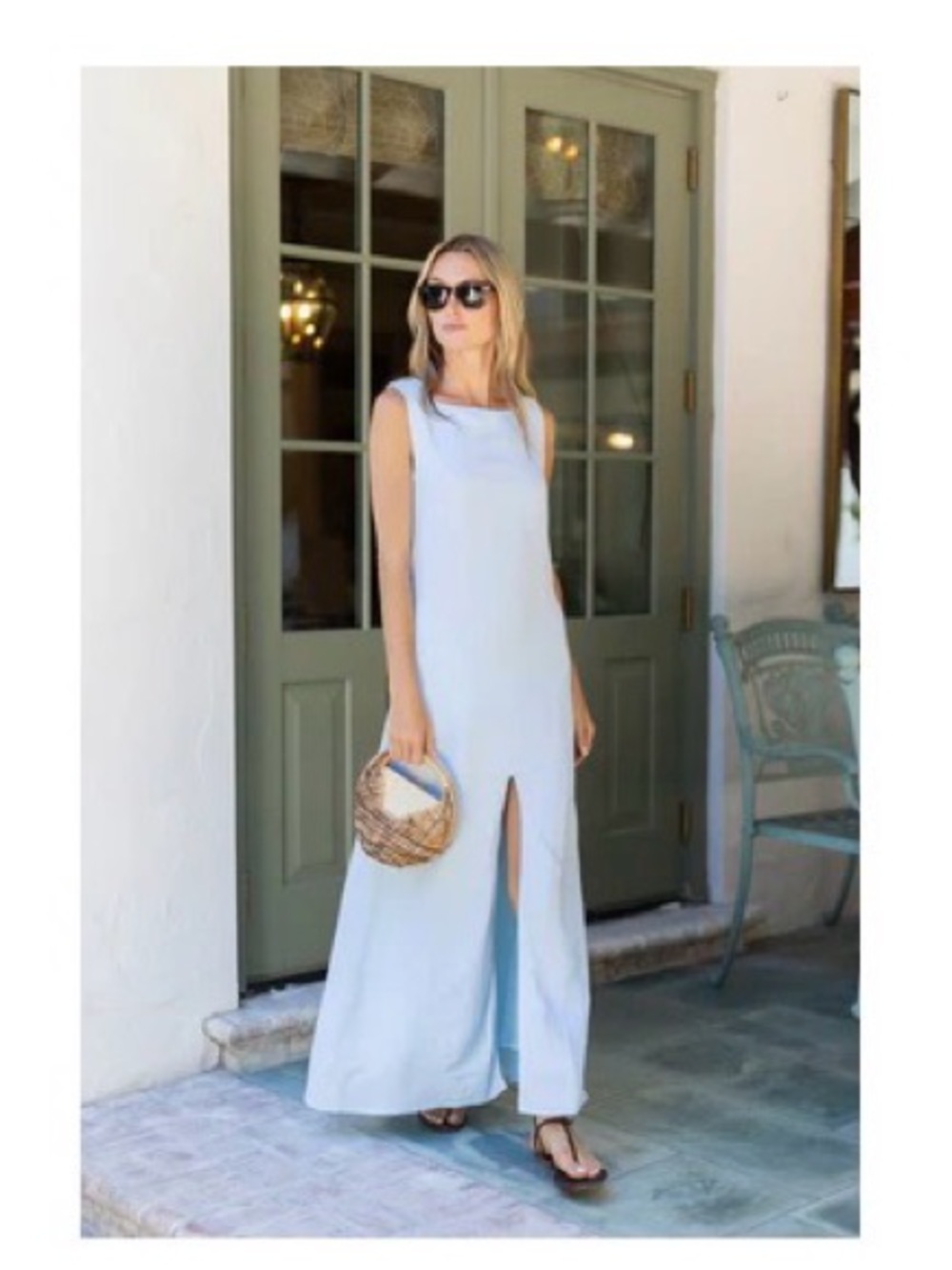 Julia Amory Sleeveless Pale Aqua IsabellDress with Front Slit — Chic Summer Maxi
